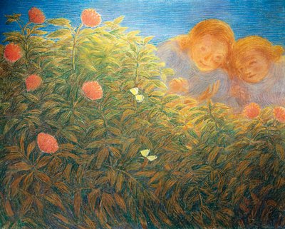Flores y mariposas, por Gaetano Previati (1852-1920) de Gaetano Previati