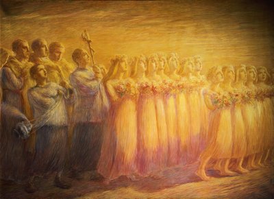 Funeral de la Virgen (detalle) de Gaetano Previati