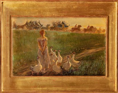 Goose Keeper (óleo sobre lienzo) de Gaetano Previati