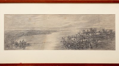 La Rama del Lago de Como (lápiz sobre papel) de Gaetano Previati