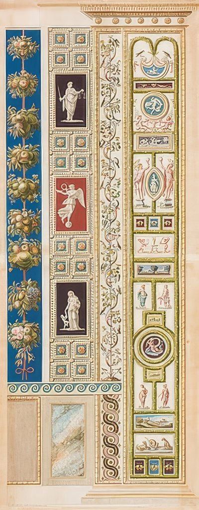 Pilastra Loggia XIII (Decoración con paisajes y escenas de caza) de Gaetano Savorelli