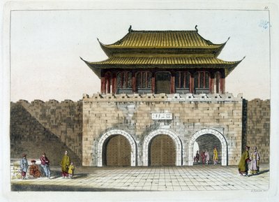 Puerta del Palacio Imperial de Pekín (la Ciudad Prohibida) - de "Traje Antiguo y Moderno" de Ferrario, ed. Milán de Gaetano Zancon