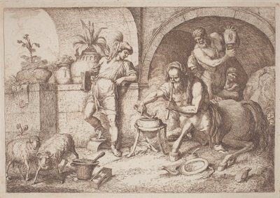 Quirón enseña magia a Aquiles de Gaetano Zompini, after Giovanni Benedetto Castiglione