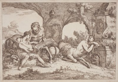 Quirón enseña música a Aquiles de Gaetano Zompini, after Giovanni Benedetto Castiglione
