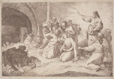 La resurrección de Lázaro de Gaetano Zompini, after Giovanni Benedetto Castiglione