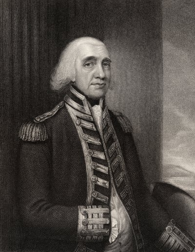 Almirante Richard Howe, grabado por W.T. Fry, de 