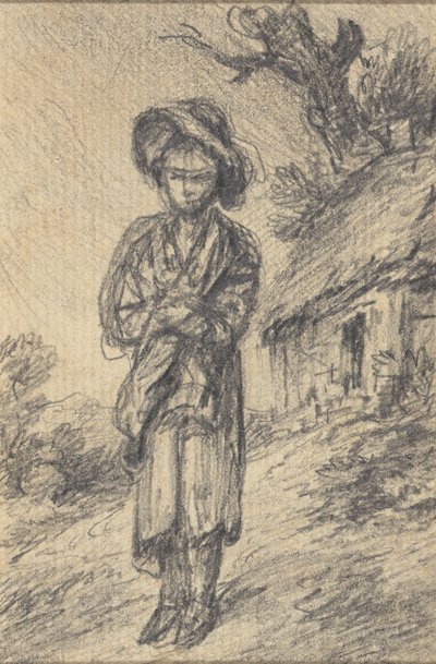 Niño junto a una cabaña de Gainsborough Dupont