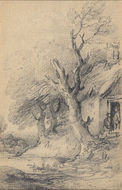 Cabaña y árboles de Gainsborough Dupont