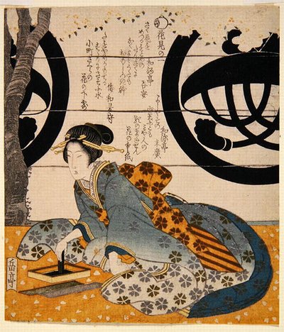 Belleza viendo flores de Gakutei Harunobu