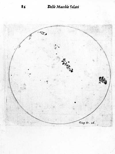 Observación de manchas solares por Galileo de Galileo Galilei