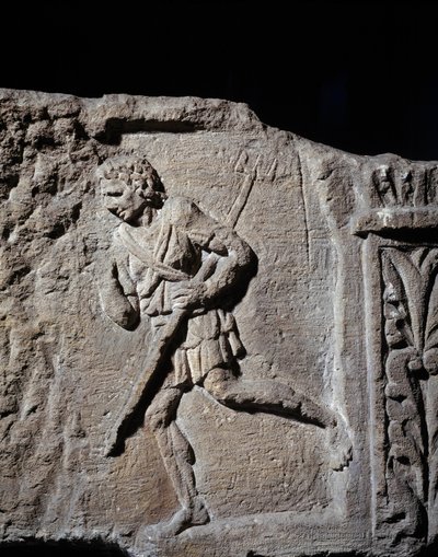 Arte Galo-Romano: estela que representa a un gladiador de Gallo Roman