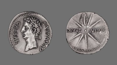 Denario con retrato del Emperador Augusto, 19-18 a.C. de Gallo Roman