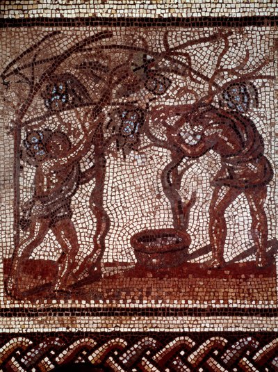 Arte galo-romano: otoño: recogida de manzanas y cosecha (mosaico) de Gallo Roman Gallo Roman