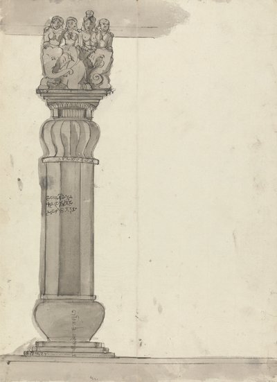 Dibujo de una columna de Ekvera de Gangaram Chintaman Tambat