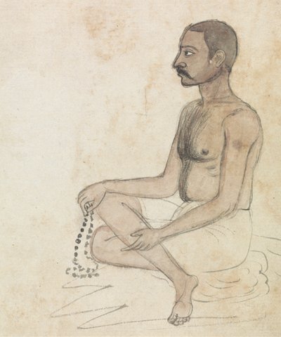 Hombre con cuentas de oración de Gangaram Chintaman Tambat