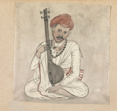 Hombre con un instrumento de cuerda de Gangaram Chintaman Tambat