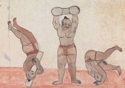 Tres Jeyties haciendo ejercicio de Gangaram Chintaman Tambat