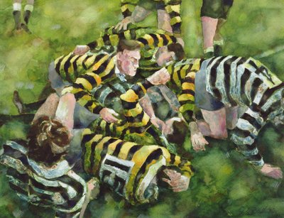 Club de Rugby de Farnham anotando un try de Gareth Lloyd Ball