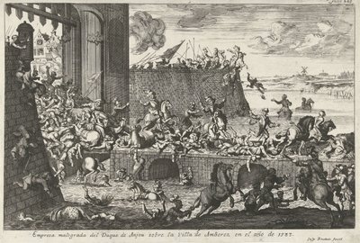 De Franse Furie te Antwerpen, 1583 Empresa malograda del Duque de Anjou sobre la villa de Amberez en el año de 1583 (title on object) de Gaspar Bouttats
