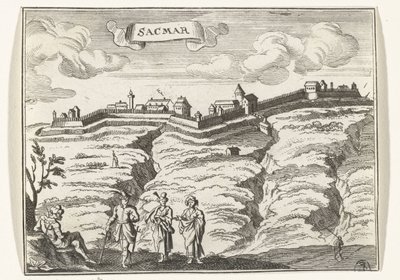Vista de Satu Mare Imágenes topográficas de Austria, Hungría y los Balcanes (título de serie) Breve descripción, y el aen-wysinghe der placesen in desen boeck, con sus palabras teghen, de pie, pertinentemente uyt-ghebeldt, en Oostenryck (se de Gaspar Bouttats