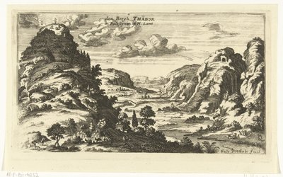 Vista del Monte Tabor y la Transfiguración de Cristo Imágenes topográficas del Medio Oriente (título de la serie) de Gaspar Bouttats
