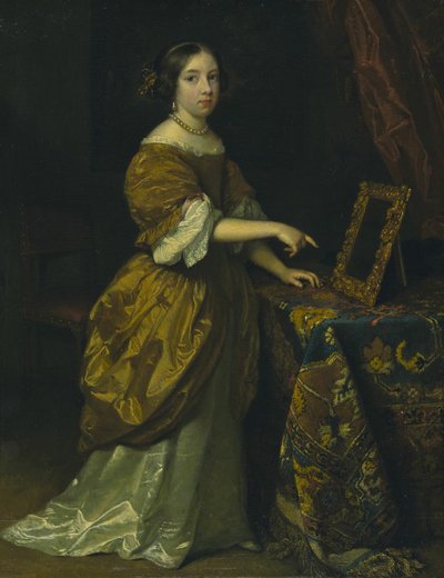 Niña de pie ante un espejo, 1668 de Gaspar Netscher