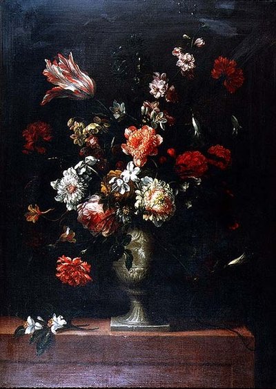 Naturaleza muerta de flores en un jarrón de piedra de Gaspar Pieter II Verbruggen