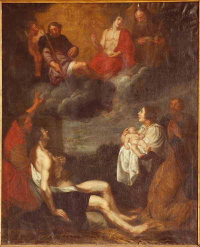Iglesia parroquial (Sint-Pieterskerk). Interior. Nave sur. El altar. Pintura. El nacimiento de Cristo. Attr. a G De Craeyer. Siglo XVII. (cuadro) de Gaspar De Crayer