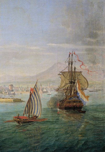 Italia, Florencia, Vista de Nápoles desde el mar, detalle de Gaspar van Wittel