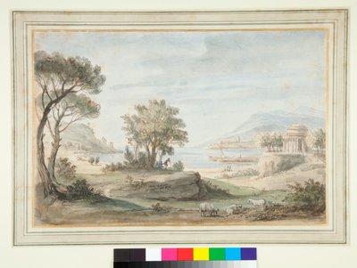 Paisaje con un templo redondo de Gaspar van Wittel