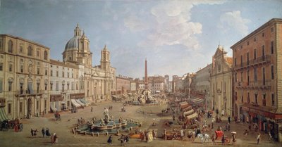 Vista de la Piazza Navona, pintura por Gaspar van Wittel o Gaspare Vanvitelli, óleo sobre lienzo, Italia de Gaspar van Wittel