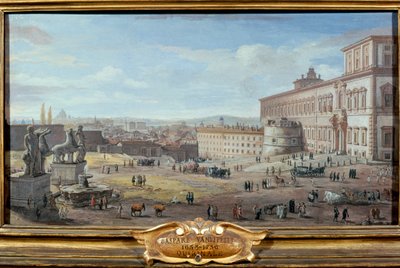 Vista de Roma con el Palacio del Quirinal y la Plaza en primer plano de Gaspar van Wittel