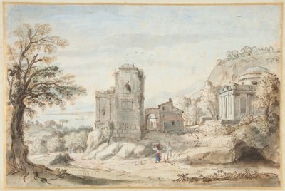 Paisaje con ruinas y un templo, 1716 de Gaspar van Wittel