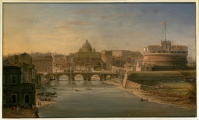Roma: Vista del Tíber hacia el sur con el Castillo de Sant