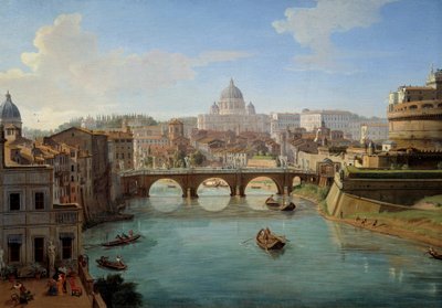 Vista de la Basílica de San Pedro en Roma (detalle) de Gaspar van Wittel