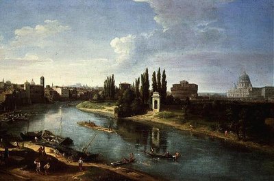 Vista del río Tíber en Roma, desde el norte de Gaspar van Wittel