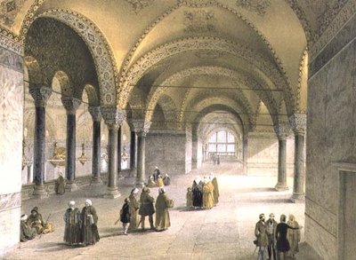 Hagia Sophia, lámina 13: el centro de la galería, grabado por Louis Haghe publicado en 1852 (litografía) de Gaspard (after) Fossati