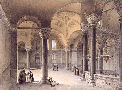Haghia Sophia, lámina 14: la Galería Oriental, grabado por Louis Haghe, publicado en 1852 de Gaspard (after) Fossati