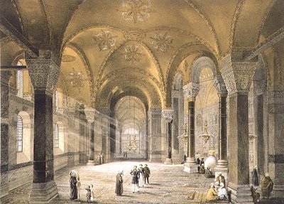 Haghia Sophia, lámina 5: la entrada norte, grabado por Louis Haghe, publicado en 1852 de Gaspard (after) Fossati