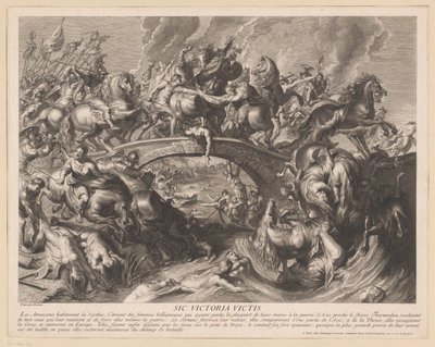 batalla amazona en un puente de Gaspard Duchange (attributed to)