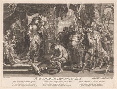 Thomiris sumerge la cabeza de Cyrus en un tazón de sangre de Gaspard Duchange (attributed to)