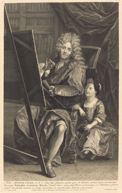 Antoine Coypel y su hijo de Gaspard Duchange after Antoine Coypel