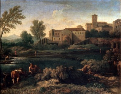Un pequeño pueblo en Lacio, 1660s de Gaspard Dughet