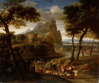 Paisaje con caravana de Gaspard Dughet