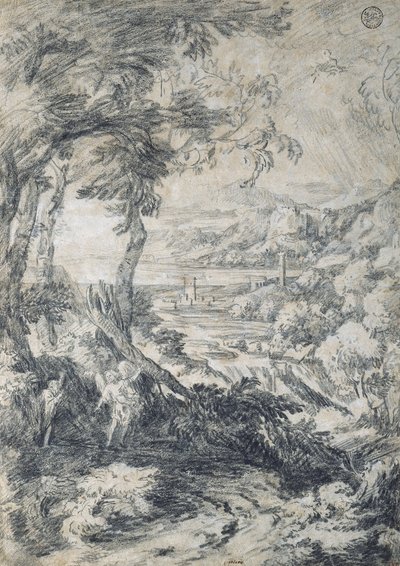 Paisaje con Elías y el ángel en el monte Horeb de Gaspard Dughet