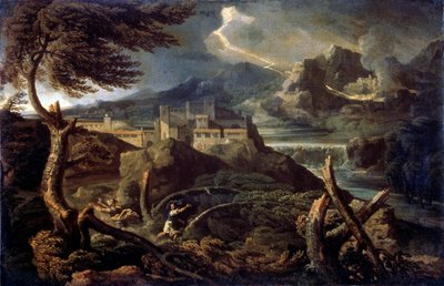 Paisaje con relámpagos, 1660s de Gaspard Dughet