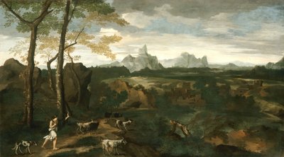 Paisaje con un pastor y cabras de Gaspard Dughet