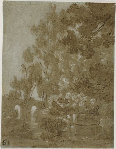 Vista de los arcos en ruinas y la tumba de Villa Borghese de Gaspard Dughet