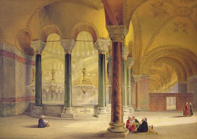Haghia Sophia, placa 11: la Galería Meme en la esquina suroeste, grabado por Louis Haghe (1806-85) publicado 1852 de Gaspard Fossati