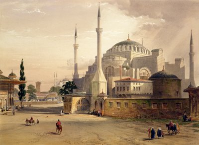 Hagia Sophia, lámina 17: vista exterior de la mezquita, grabado por Louis Haghe (1806-85) publicado en 1852 de Gaspard Fossati